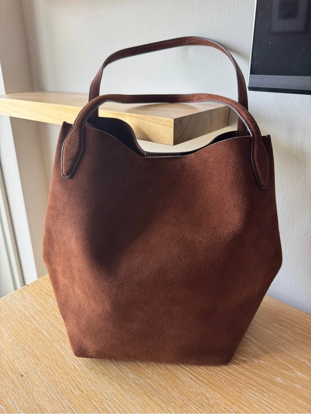 NWT! MADEWELL The Shopper Tote in Suede, Soft Mahogany Brown NR388 Oversized Bag - Picture 4 of 16